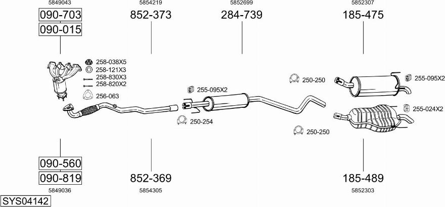 Bosal SYS04142 - Система выпуска ОГ autosila-amz.com