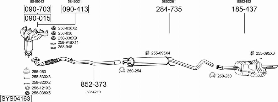 Bosal SYS04163 - Система выпуска ОГ autosila-amz.com