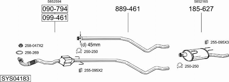 Bosal SYS04183 - Система выпуска ОГ autosila-amz.com