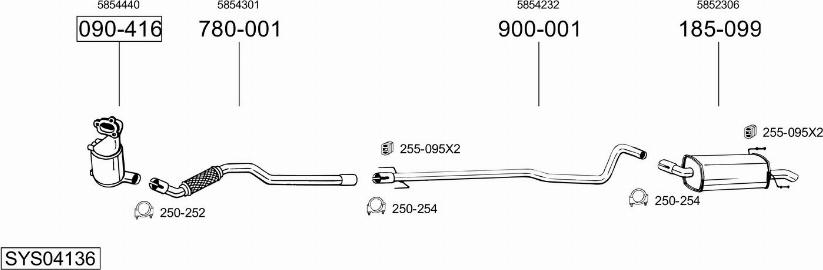 Bosal SYS04136 - Система выпуска ОГ autosila-amz.com