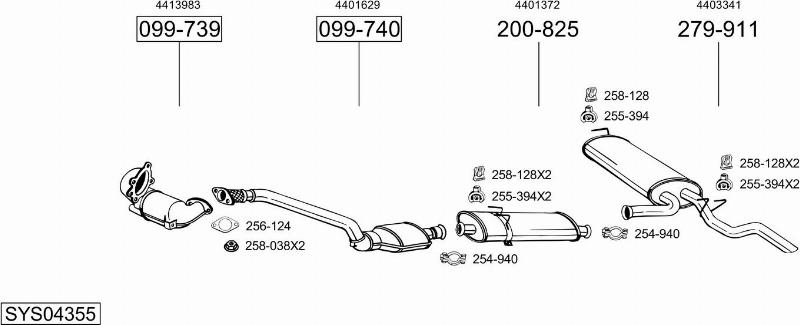 Bosal SYS04355 - Система выпуска ОГ autosila-amz.com