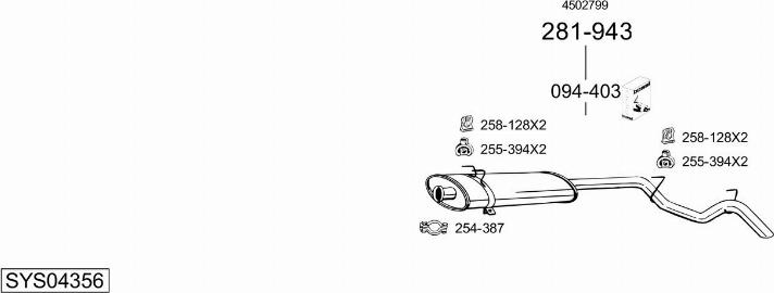 Bosal SYS04356 - Система выпуска ОГ autosila-amz.com