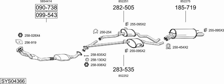 Bosal SYS04366 - Система выпуска ОГ autosila-amz.com