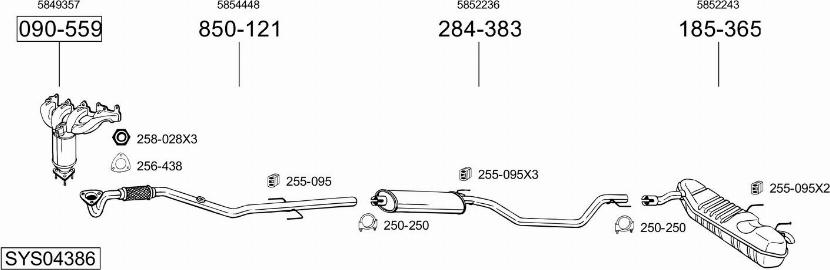 Bosal SYS04386 - Система выпуска ОГ autosila-amz.com