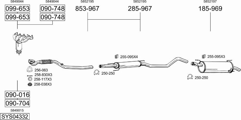 Bosal SYS04332 - Система выпуска ОГ autosila-amz.com