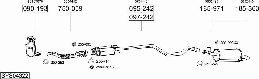 Bosal SYS04322 - Система выпуска ОГ autosila-amz.com