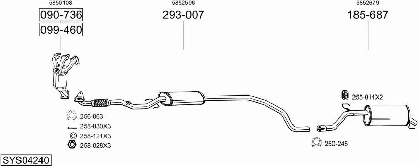 Bosal SYS04240 - Система выпуска ОГ autosila-amz.com