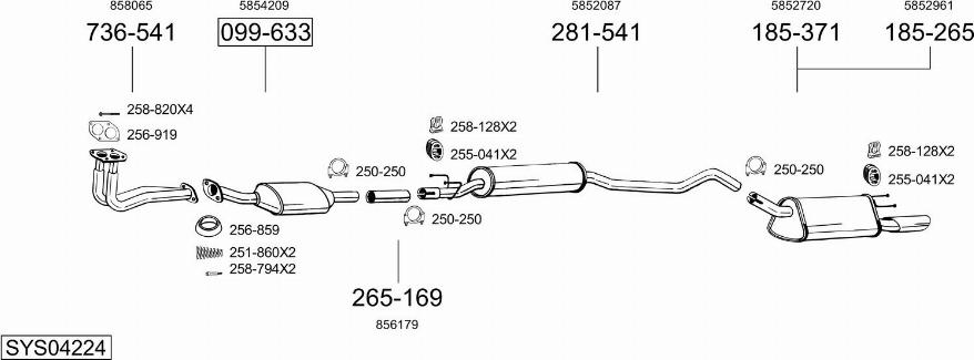 Bosal SYS04224 - Система выпуска ОГ autosila-amz.com