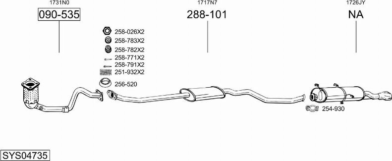 Bosal SYS04735 - Система выпуска ОГ autosila-amz.com