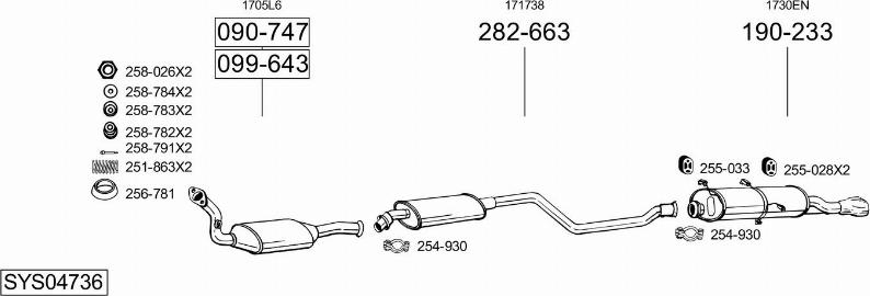 Bosal SYS04736 - Система выпуска ОГ autosila-amz.com