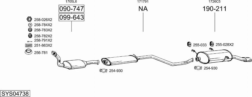 Bosal SYS04738 - Система выпуска ОГ autosila-amz.com