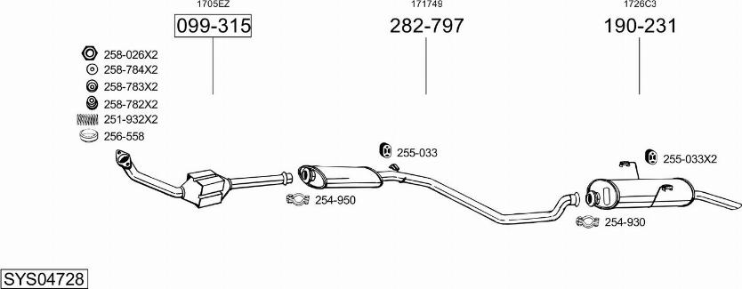 Bosal SYS04728 - Система выпуска ОГ autosila-amz.com