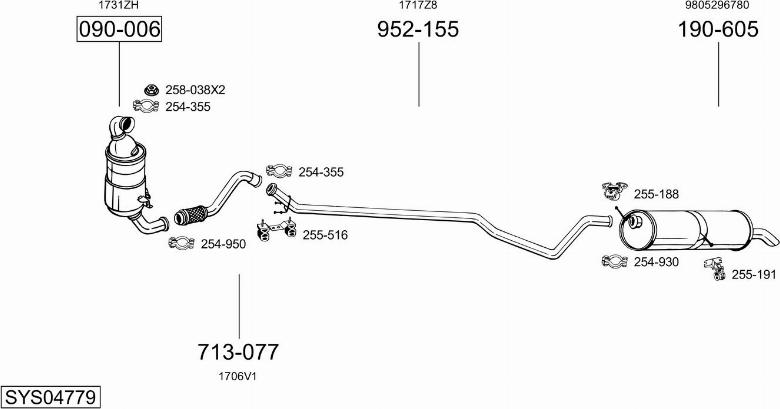 Bosal SYS04779 - Система выпуска ОГ autosila-amz.com