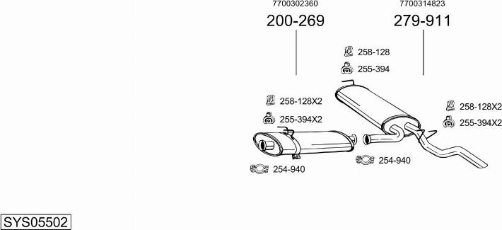 Bosal SYS05502 - Система выпуска ОГ autosila-amz.com