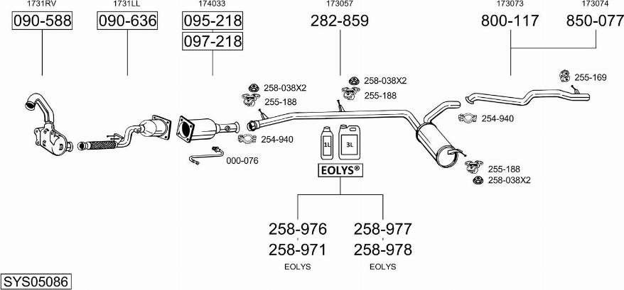 Bosal SYS05086 - Система выпуска ОГ autosila-amz.com