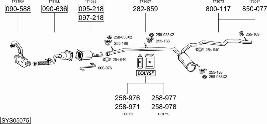 Bosal SYS05075 - Система выпуска ОГ autosila-amz.com