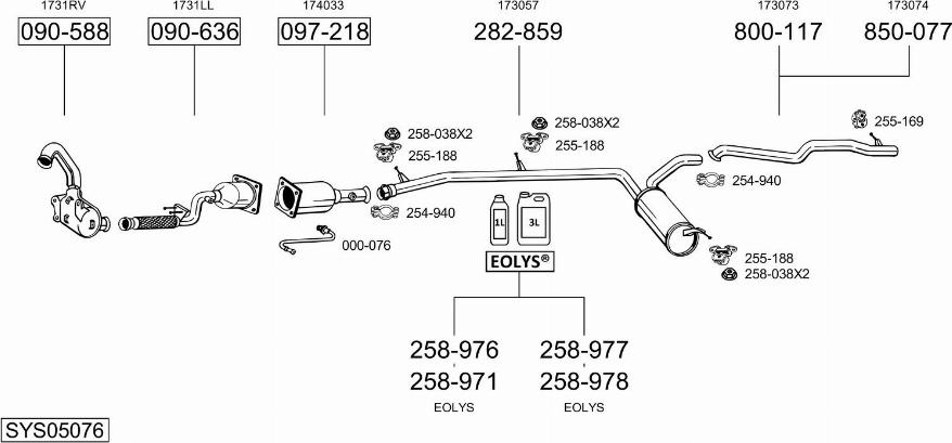 Bosal SYS05076 - Система выпуска ОГ autosila-amz.com