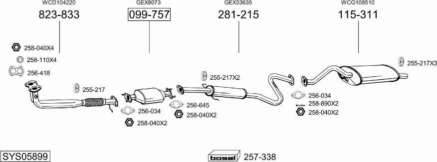 Bosal SYS05899 - Система выпуска ОГ autosila-amz.com