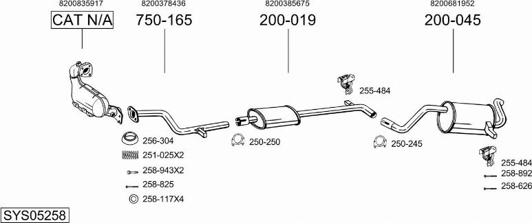 Bosal SYS05258 - Система выпуска ОГ autosila-amz.com