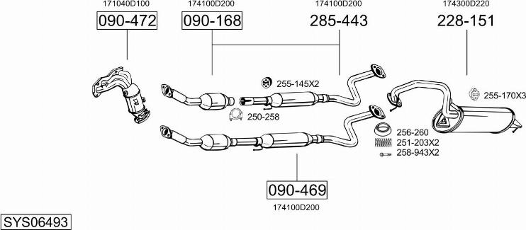 Bosal SYS06493 - Система выпуска ОГ autosila-amz.com