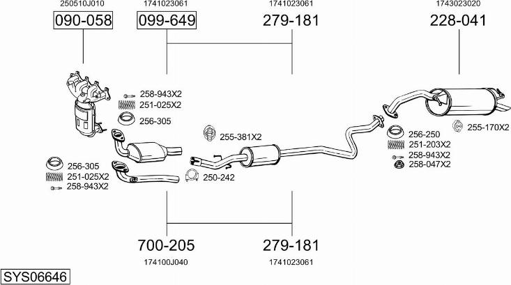 Bosal SYS06646 - Система выпуска ОГ autosila-amz.com