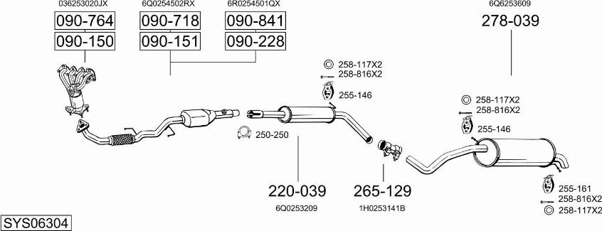 Bosal SYS06304 - Система выпуска ОГ autosila-amz.com