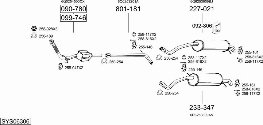 Bosal SYS06306 - Система выпуска ОГ autosila-amz.com