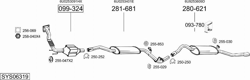 Bosal SYS06319 - Система выпуска ОГ autosila-amz.com