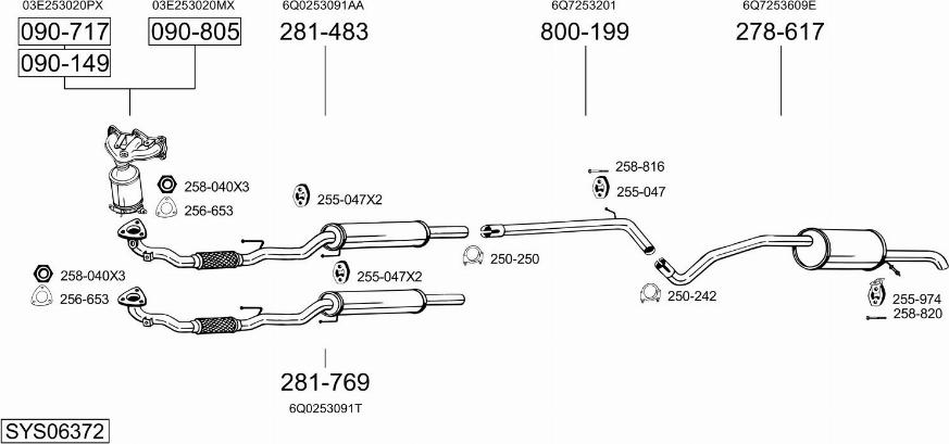 Bosal SYS06372 - Система выпуска ОГ autosila-amz.com