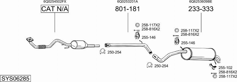 Bosal SYS06285 - Система выпуска ОГ autosila-amz.com