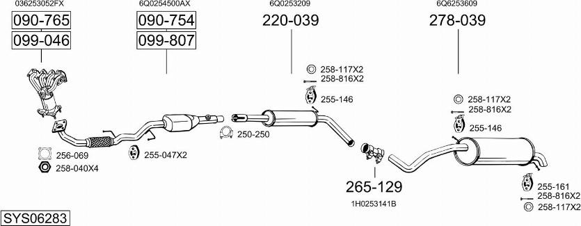 Bosal SYS06283 - Система выпуска ОГ autosila-amz.com