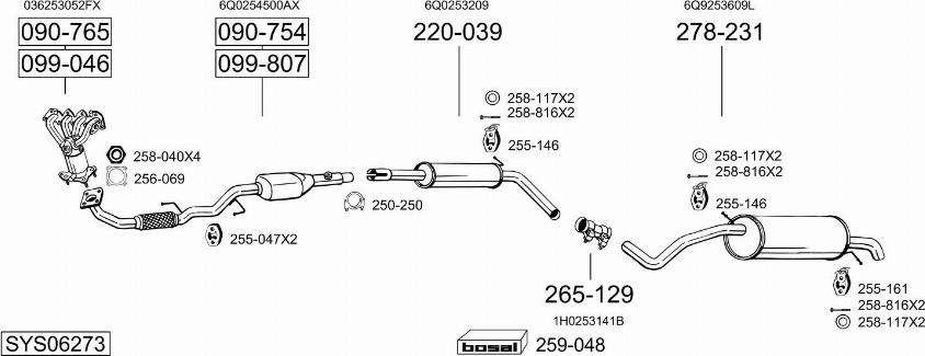 Bosal SYS06273 - Система выпуска ОГ autosila-amz.com