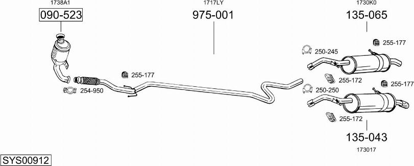 Bosal SYS00912 - Система выпуска ОГ autosila-amz.com