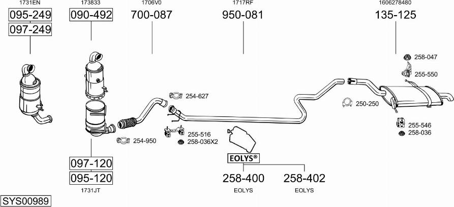 Bosal SYS00989 - Система выпуска ОГ autosila-amz.com