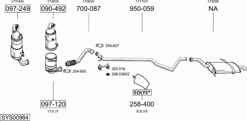 Bosal SYS00984 - Система выпуска ОГ autosila-amz.com