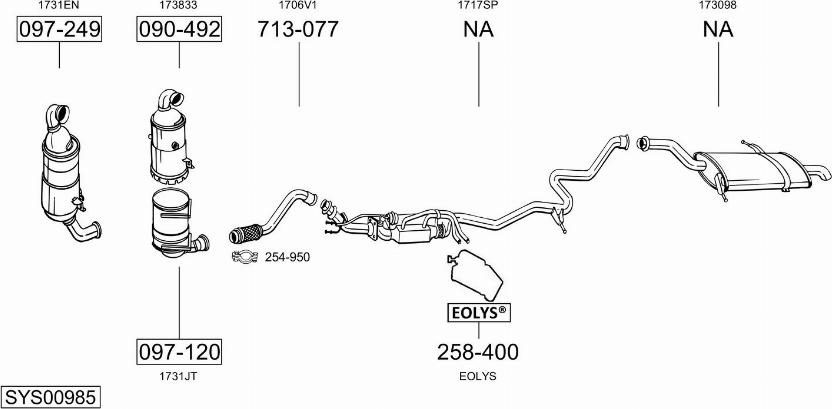 Bosal SYS00985 - Система выпуска ОГ autosila-amz.com