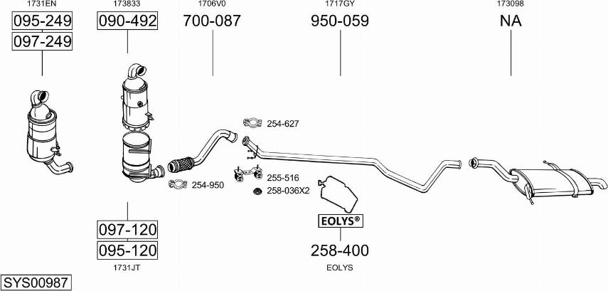 Bosal SYS00987 - Система выпуска ОГ autosila-amz.com