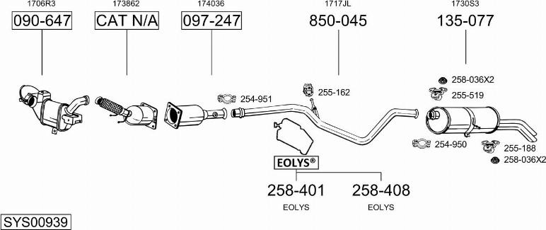 Bosal SYS00939 - Система выпуска ОГ autosila-amz.com