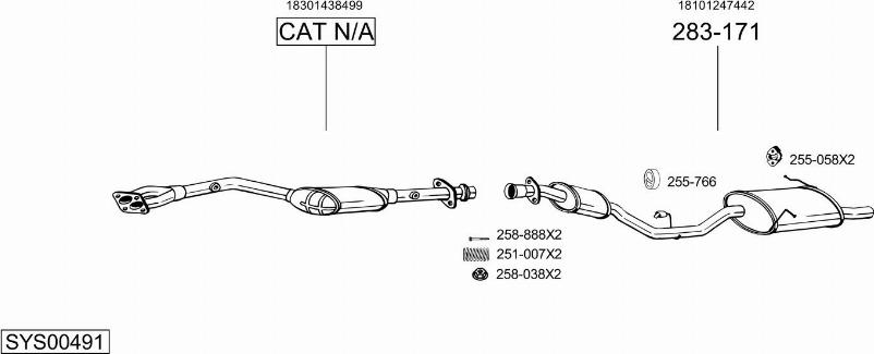 Bosal SYS00491 - Система выпуска ОГ autosila-amz.com