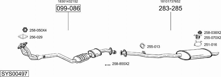 Bosal SYS00497 - Система выпуска ОГ autosila-amz.com