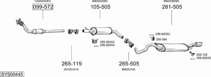 Bosal SYS00445 - Система выпуска ОГ autosila-amz.com