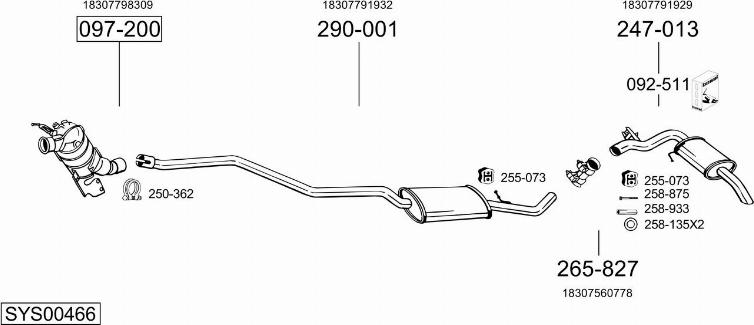 Bosal SYS00466 - Система выпуска ОГ autosila-amz.com