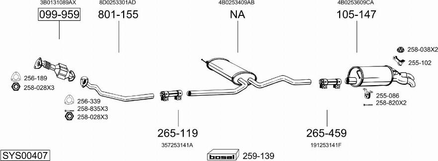 Bosal SYS00407 - Система выпуска ОГ autosila-amz.com