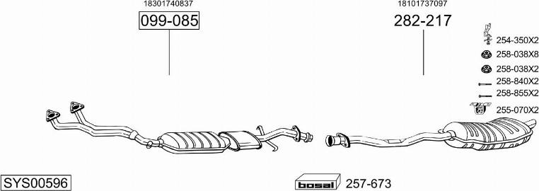 Bosal SYS00596 - Система выпуска ОГ autosila-amz.com