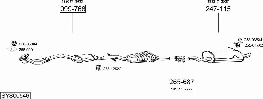 Bosal SYS00546 - Система выпуска ОГ autosila-amz.com