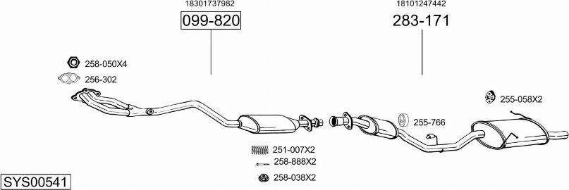 Bosal SYS00541 - Система выпуска ОГ autosila-amz.com