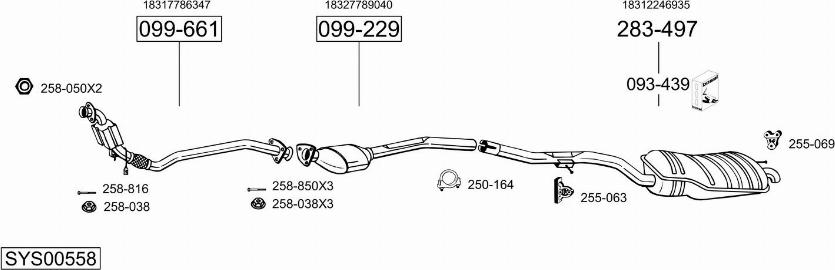 Bosal SYS00558 - Система выпуска ОГ autosila-amz.com