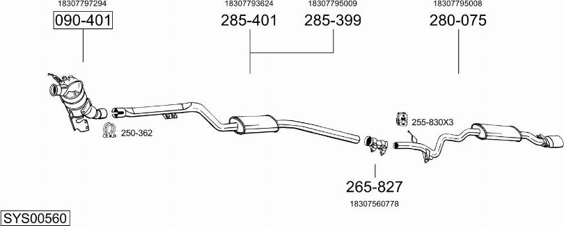 Bosal SYS00560 - Система выпуска ОГ autosila-amz.com