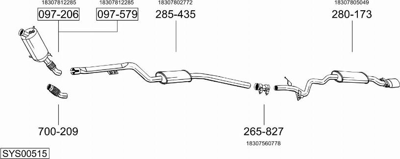 Bosal SYS00515 - Система выпуска ОГ autosila-amz.com