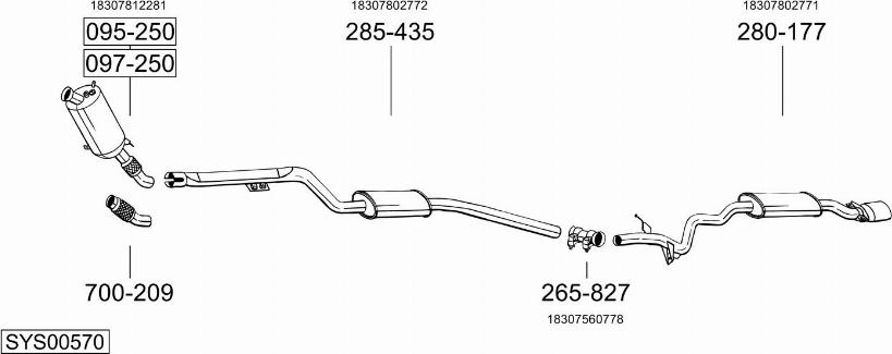 Bosal SYS00570 - Система выпуска ОГ autosila-amz.com